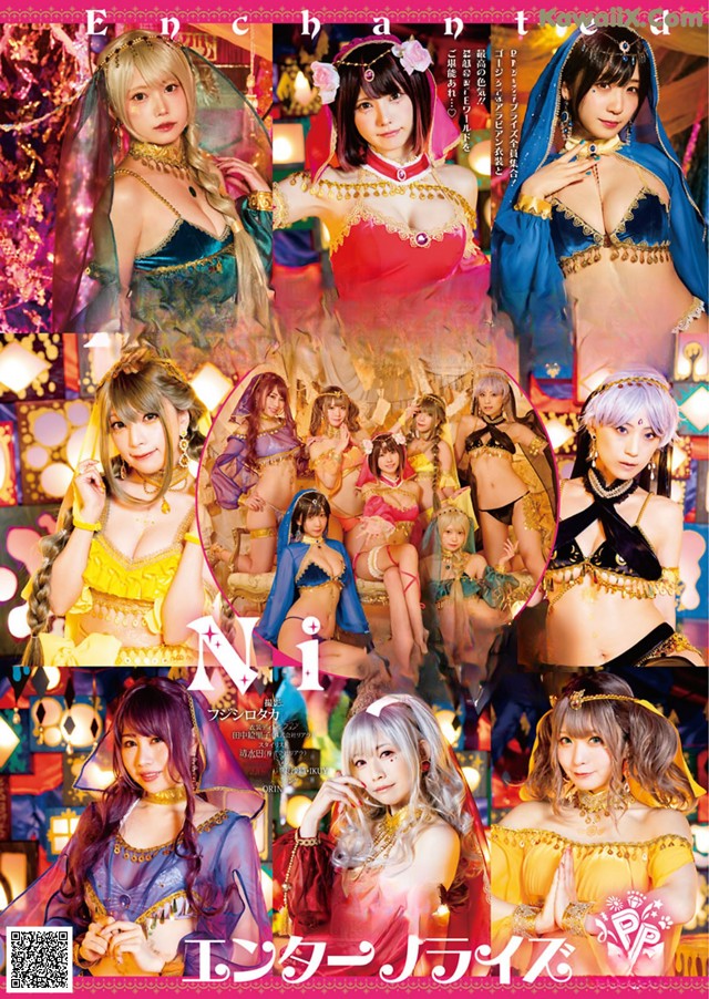 A group of girls dressed in costumes posing for a picture.